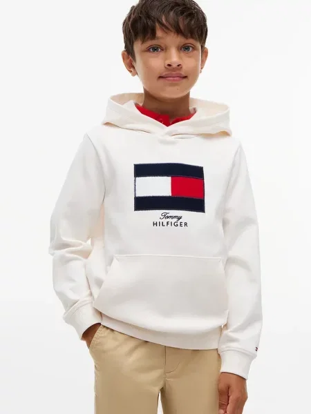 Tommy Hilfiger hanorac cu glugă pentru copii din cu alb