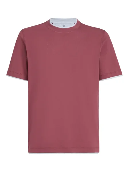 Tricou Brunello Cucinelli cu decolteu rotund roșu