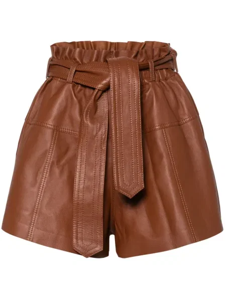 Pantaloni scurți Zimmermann din piele maro