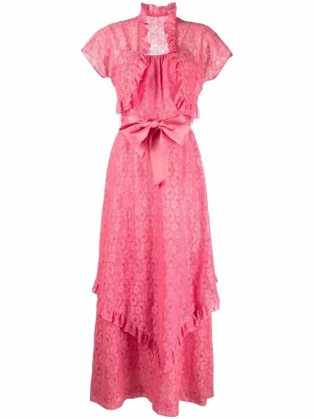 Retro šaty A.n.g.e.l.o. Vintage Cult s volány růžové