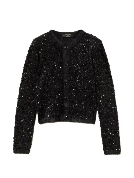 Geacă Twinset cu broderie tricotate negru