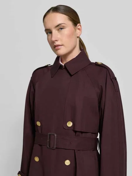 Oversized Trencz z czystej Tommy Hilfiger fioletowy