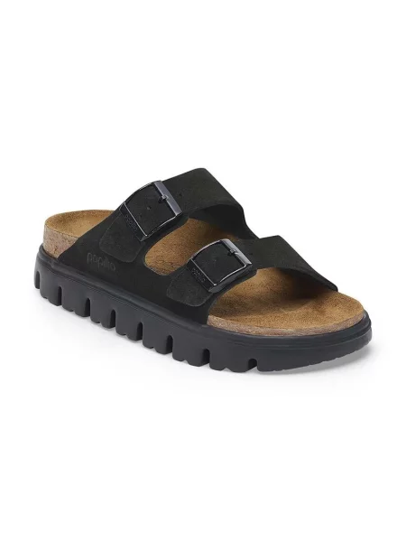 Замшевые шлепанцы Birkenstock на платформе черные