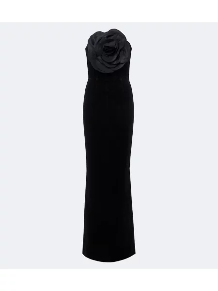Rochie Rebecca Vallance cu model floral cu aplicații fără bretele negru