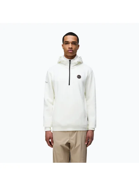 Pulover Napapijri cu glugă de jumătate de fermoar alb