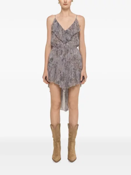 Rochie mini Nissa din șifon cu imagine asimetrică violet