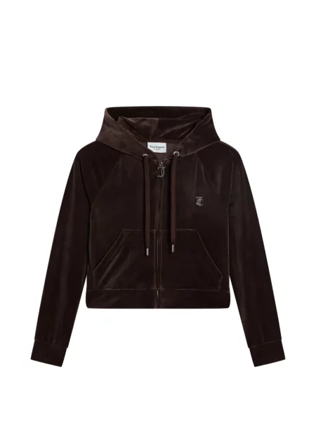 Hanorac cu glugă Juicy Couture din velur maro