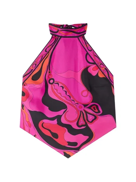 Top Pucci de mătase cu imagine roz