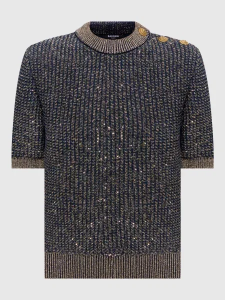 Топ в паєтки Balmain синій