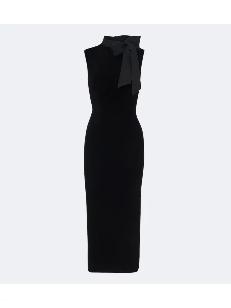 Rochie de cocktail Roland Mouret de catifea cu legături negru