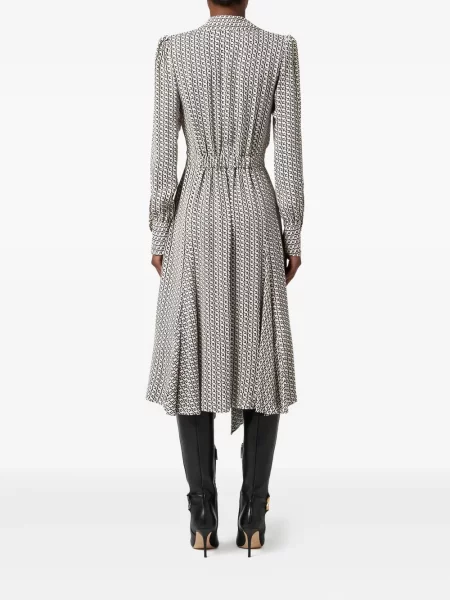 Sukienka koszulowa Elisabetta Franchi z nadrukiem do kolan garniturowa biała