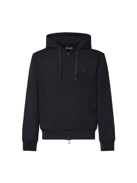 Bluza z kapturem Emporio Armani z kapturem z logo niebieska