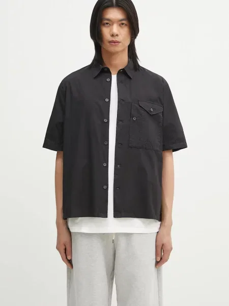 Košulja C.P. Company za muškarce relaxed s klasičnim ovratnikom crna