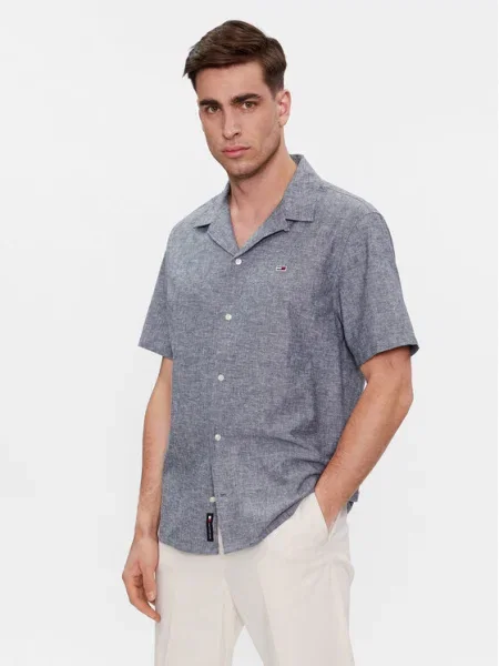 Tommy Jeans Риза Camp тъмносин