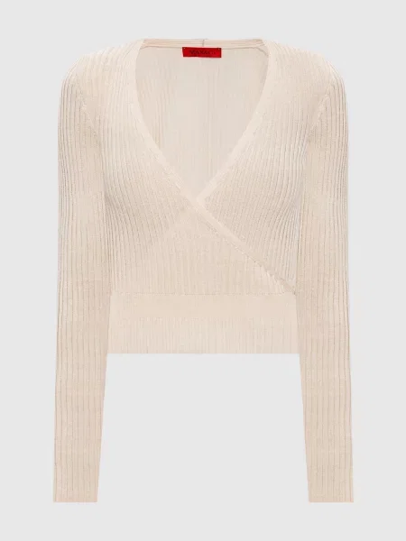 Кардиган в рубчик на запах Max & Co бежевий