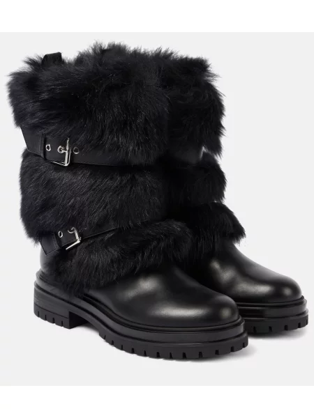 Botine Gianvito Rossi din piele biker negru