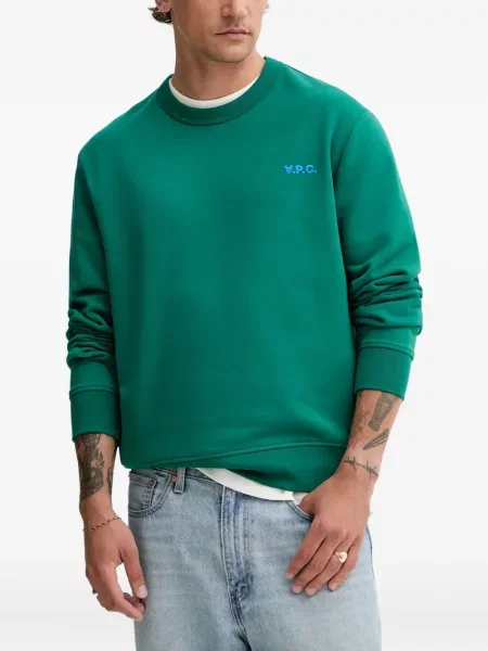 Hanorac crewneck A.p.c. cu broderie verde