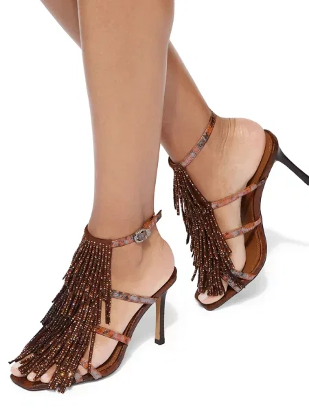 Босоножки Kurt Geiger London с бахромой на высоком каблуке
