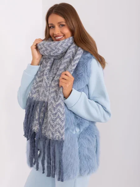 Fular Fashionhunters cu franjuri alb