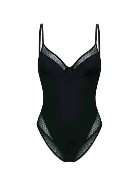 Body Wolford din dantelă negru