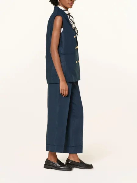 S Max Mara Spodnie Marlene Anselmo Z Lnu blau