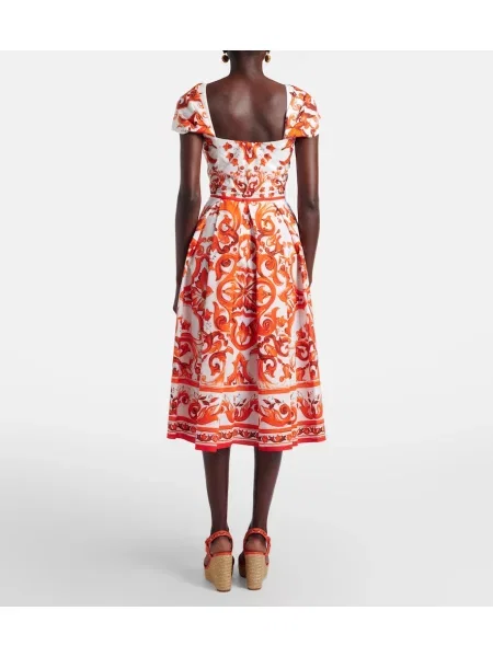 Midi šaty Dolce&gabbana s potlačou popelín oranžová