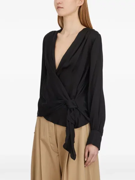 Bluzka Collection Privée? z dekoltem w serek drapowana czarna
