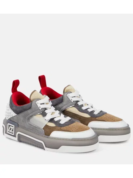 Semišové tenisky Christian Louboutin se cvočky šedé