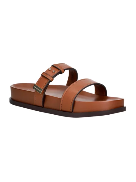 Klapki Armani Exchange skórzane brązowe
