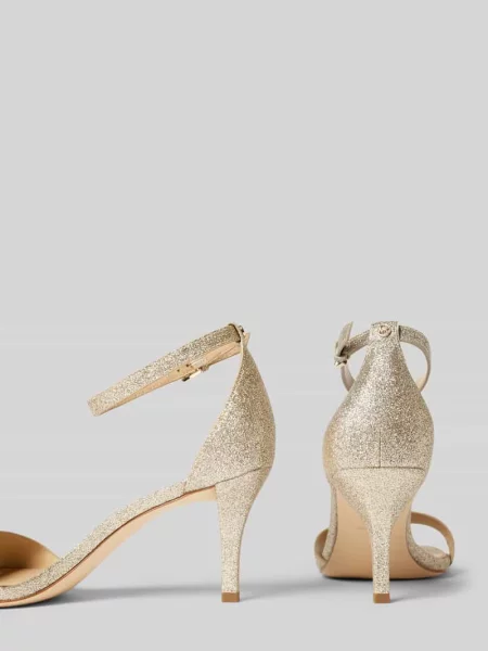 Lniane sandały Michael Michael Kors z paskiem żółte