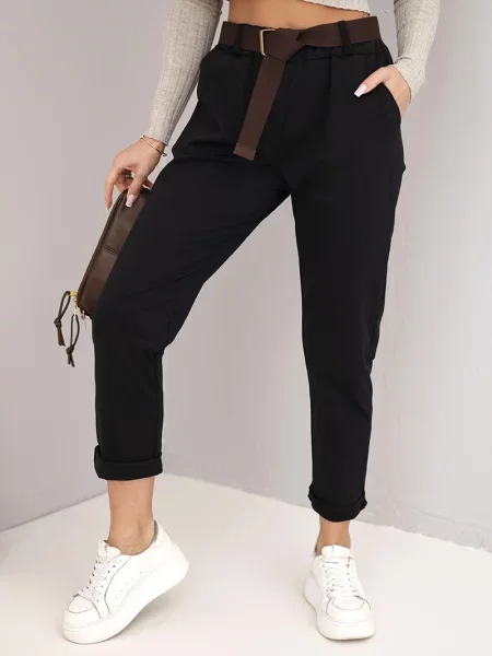 Cu centură pantaloni Kesi Włoski negru