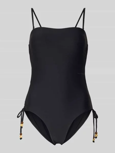 Kostium kąpielowy z napisem z logo model ABSTRACT FLORAL' Marc O'polo czarny