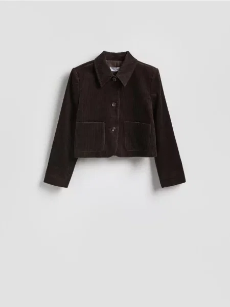 Reserved Вельветовий блейзер темно коричневий