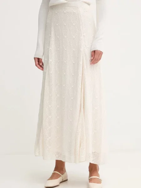 Pedro del Hierro fustă din maxi evazați bej