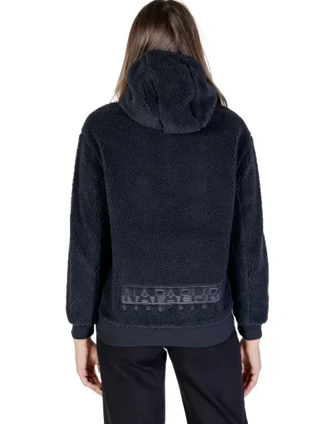 Pulover Napapijri iz flisa s kapuco črna