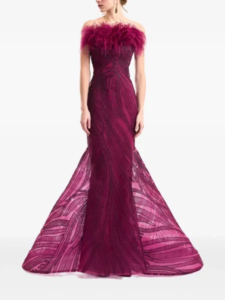 Rochie Gemy Maalouf cu pene violet