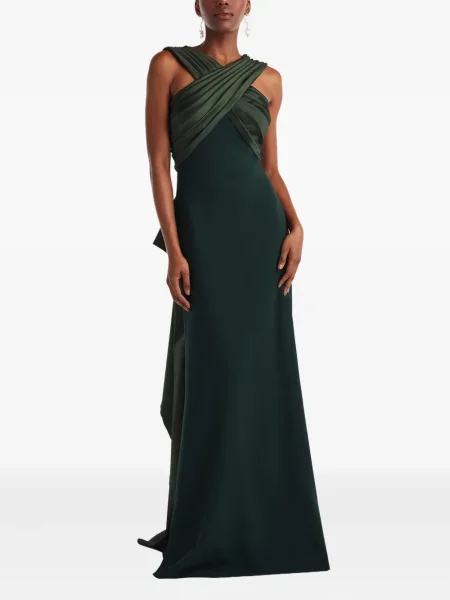 Rochie maxi Tadashi Shoji cu volane verde
