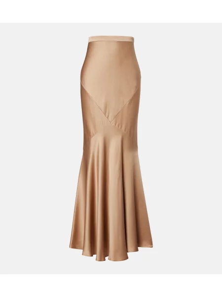 Fusta maxi Max Mara din satin bej