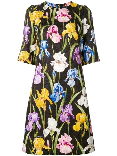 Rochie Dolce & Gabbana cu model floral cu imagine din jacard negru