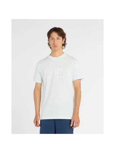Koszulka New Balance Stacked Logo krótki rękaw czysty S biały