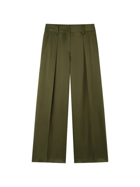 Pantaloni Shanghai Tang din satin verde