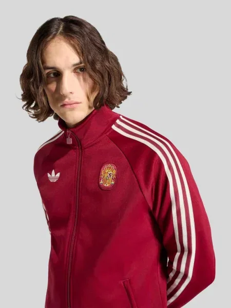 Kurtka treningowa w hiszpańskim stylu o kroju regular fit z dodatkiem bawełny Adidas Originals bordowa