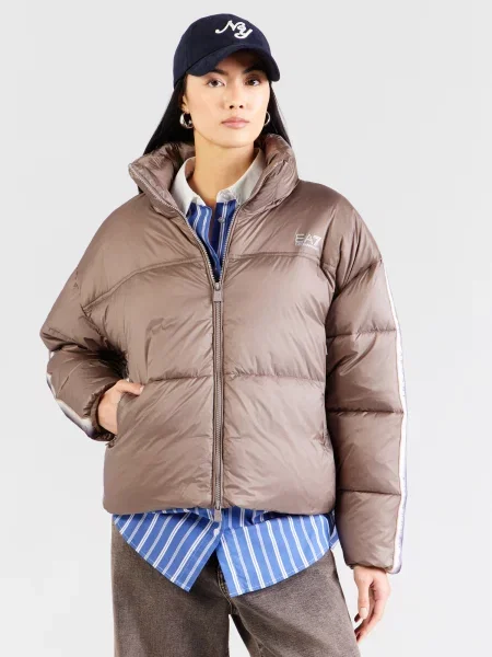 Emporio Armani Zimná bunda tmavošedá / tmavofialová biela
