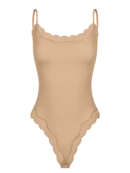 Cfab Body Bodysuit String mit Lace' bézs