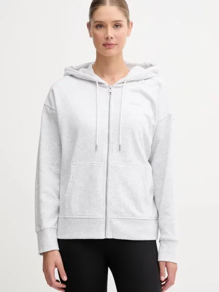 Dkny bluza niebieski z kapturem z aplikacją szara