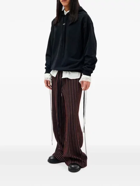 Hanorac cu glugă Ann Demeulemeester cu broderie cu cordon negru