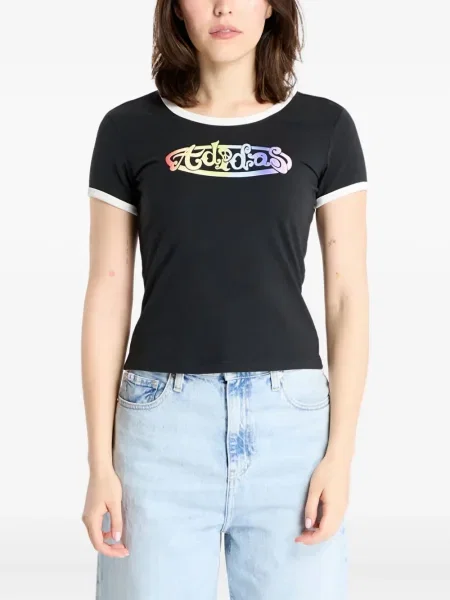 Футбол тениска с дълъг ръкав Adidas на райета мъниста бяло