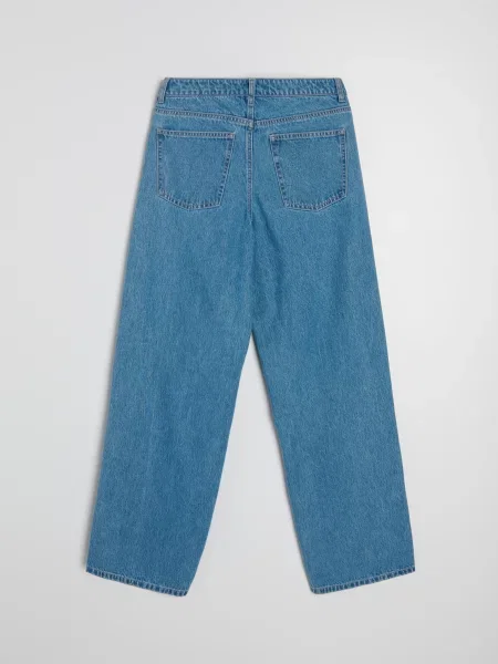 Джинси wide leg із середньою талією та декоративними рядками синій