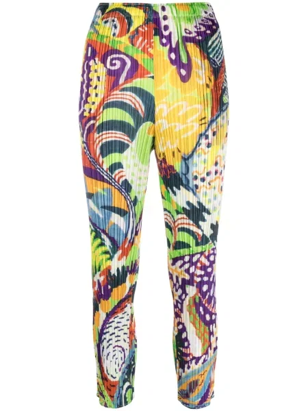 Pantaloni Pleats Please Issey Miyake cu imagine plisate alb