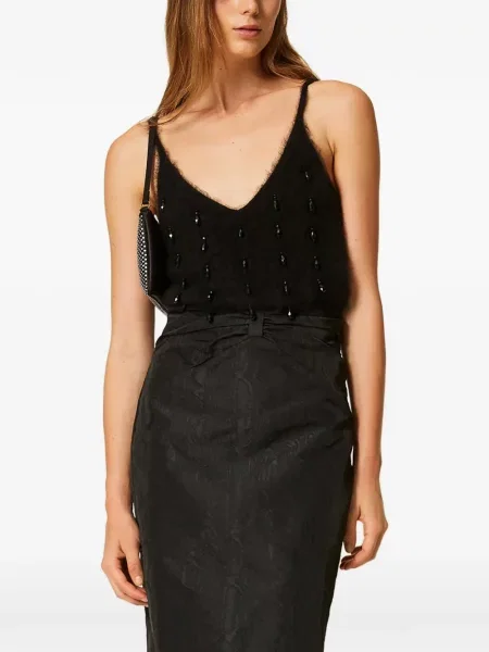 Fustă midi Twinset cu funde negru